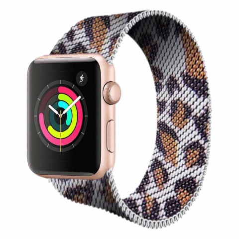 Ремешок на Apple watch 38/40/41mm Milanese Loop Band Gray leopard